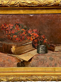 Картина "Натюрморт с книгами и чернильницей"